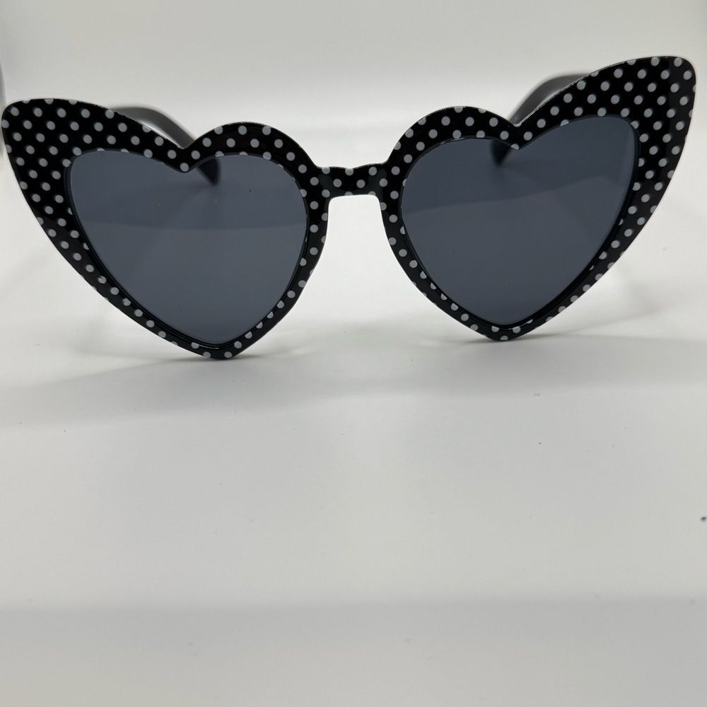 Heart-ShapedโBlack Polka Dot Sunglasses